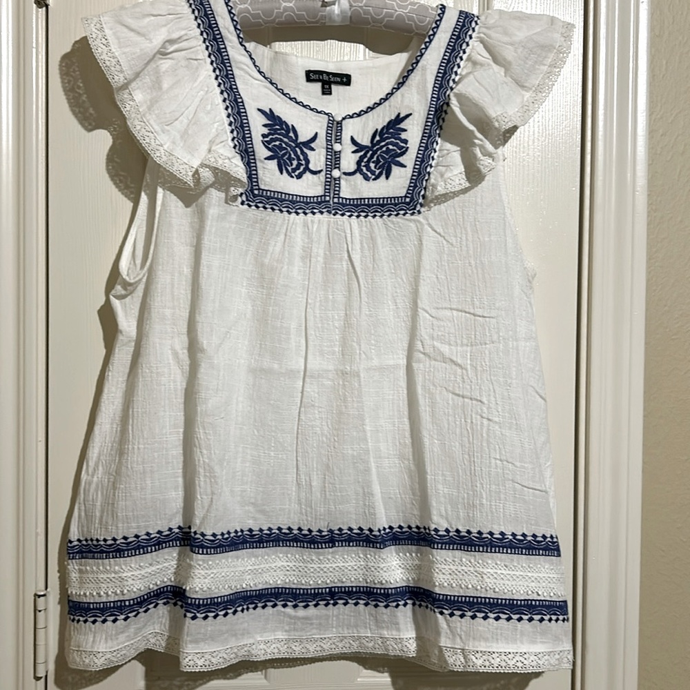 Cotton Sleeveless Blouse - Sz 1X